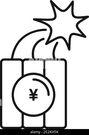 Trade war dynamite icon, outline style Stock Vector