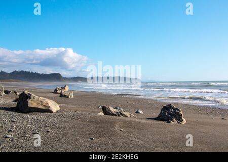 Untouched beach at Okarito in Westland Tai Poutini National Park on New Zealand's wild West Coast on the South Island Stock Photo