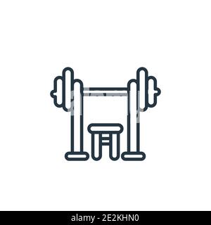 Bench press outline vector icon. Thin line black bench press icon, flat vector simple element illustration from editable gymandfitness concept isolate Stock Vector