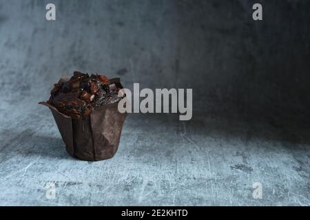 chocolate muffins on a dark background Stock Photo