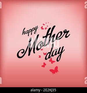 Mother's Day. Lettering and red butterflies. Typographical Background ...