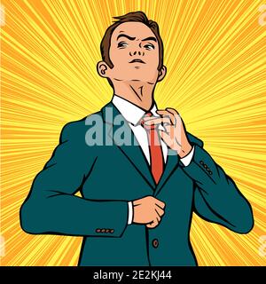 Young self confident businessman. A man in a business suit and tie. Vector pop art retro illustration. Stock Vector