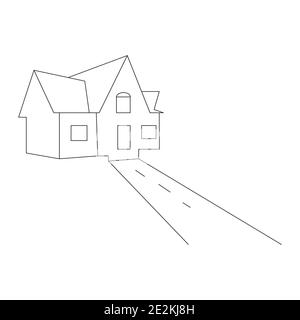 Minimalist image of a house. Hand drawn. Vector Stock Vector