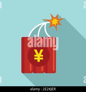 Trade war dynamite icon, flat style Stock Vector