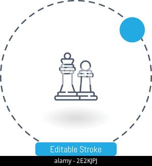 chess pieces vector icon editable stroke outline icons for web and mobile Stock Vector