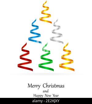 Christmas tree . Stylized ribbons Christmas tree. Vector illustration Stock Vector