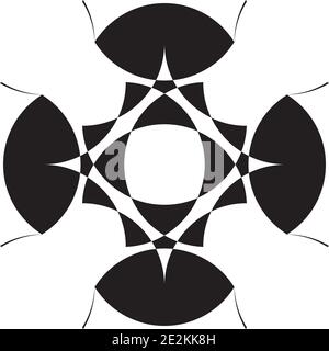 Intersected trajectory negative space sphere illusion abstract background black on transparent Stock Vector