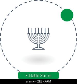 big menorah vector icon editable stroke outline icons for web and mobile Stock Vector