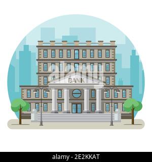 Bank building in a big city. Flat design. Vector illustration Stock Vector