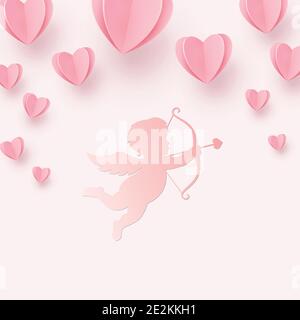 Gently pink-red hearts in the form of a big heart on a white background - Illustration Stock Vector