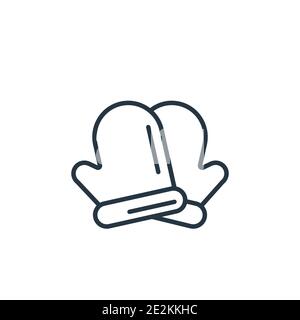 Cooking mitts outline vector icon. Thin line black cooking mitts icon, flat vector simple element illustration from editable food concept isolated str Stock Vector