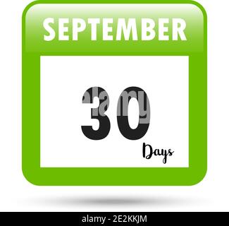 Calendar icon. Vector illustration. 30 days in September Stock Vector