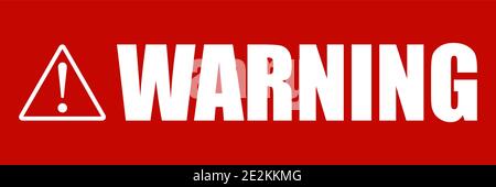 Warning attention sign. Text Warning with sign on red background. Eps10 Stock Vector