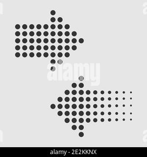 Dots arrows in flat style. Halftone effect Stock Vector
