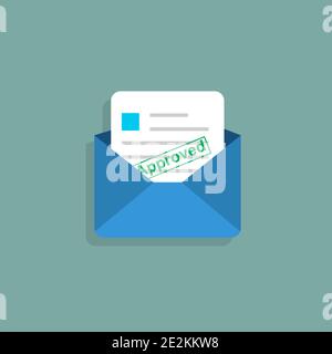 Envelope with letter Approved. Approved letter. Flat style. Eps10 Stock Vector
