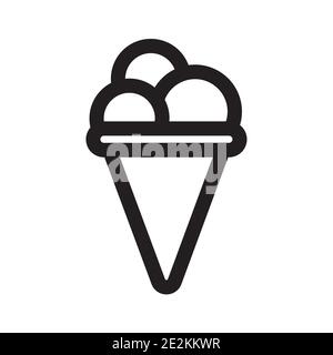 Ice cream outline icon isolated on white background. Stock Vector