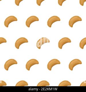 Hand drawn empanada meal on white backdrop. Graphic seamless pattern. Stock Vector