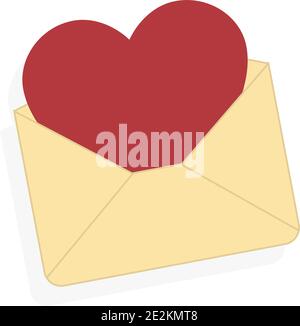 Envelope with heart. Greeting card on Valentine's Day. Love Letter. Flat style. Eps10 Stock Vector