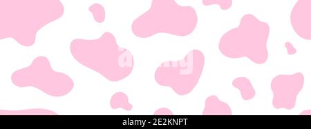 Pink cow seamless pattern. Vector long abstract background with repeated stains on a white background Stock Vector