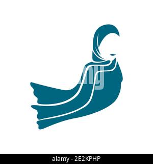Simple Muslimah Hijab Woman Silhouette Illustration Vector Template Stock Vector