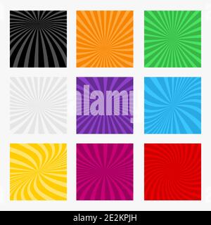 Sun rays. Set color rays sun on gray background. Stock Vector