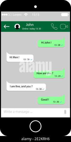Social network concept, Mobil phone, Messenger window Stock Vector
