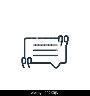 Quote outline vector icon. Thin line black quote icon, flat vector simple element illustration from editable feedback concept isolated on white backgr Stock Vector