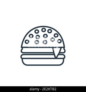 Hamburguer outline vector icon. Thin line black hamburguer icon, flat vector simple element illustration from editable food concept isolated stroke on Stock Vector