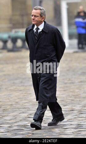 Alain Carignon arrives for the funeral of former minister and parliament speaker Philippe Seguin at the Saint-Louis des Invalides church in Paris, France on January 11, 2010. Photo by Christophe Guibbaud/ABACAPRESS.COM Stock Photo