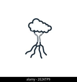 Tree and roots outline vector icon. Thin line black tree and roots icon, flat vector simple element illustration from editable ecology concept isolate Stock Vector