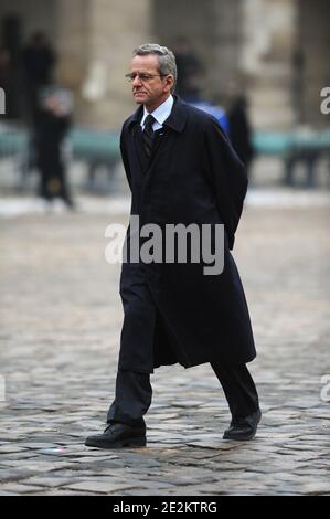 Alain Carignon arrives at the funeral offormer minister and parliament speaker Philippe Seguin at the Saint-Louis des Invalides church in Paris, France on January 11, 2010. Photo by Thierry Orban/ABACAPRESS.COM Local Caption 591664 Stock Photo