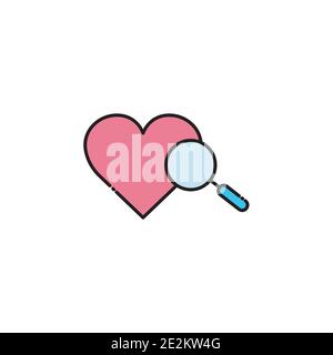 search lineal color icon with heart. symbol looking for love . simple design editable. Design template vector Stock Vector