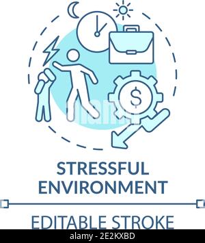 Stressful environment turquoise concept icon Stock Vector