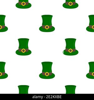 Illustration on theme Irish holiday St Patrick day, seamless headdress hats. Pattern St Patrick day consisting of many identical hats on white backgro Stock Vector