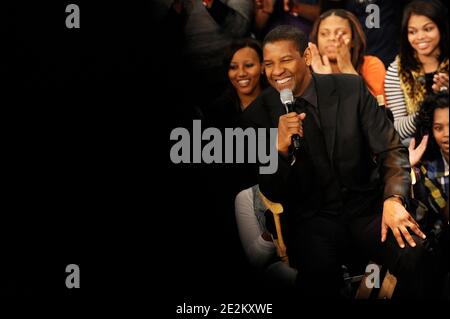 Denzel Washington promotes his new film 'Book Of Eli during' the taping of BETs 106 & Park in New York City, NY, USA on January 14, 2010.Photo by Mehdi Taamallah/Elevation Photos/ABACAPRESS.COM Stock Photo