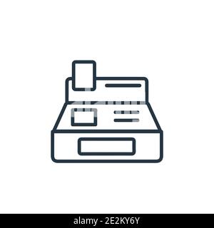 Cash register outline vector icon. Thin line black cash register icon, flat vector simple element illustration from editable payment concept isolated Stock Vector