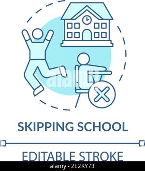 Skipping school turquoise concept icon Stock Vector