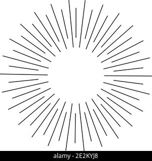 Linear sun rays painted in vintage style Stock Vector