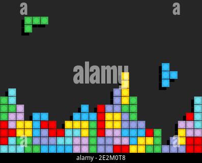 Game Tetris pixel bricks. Colorfull Game background Stock Vector