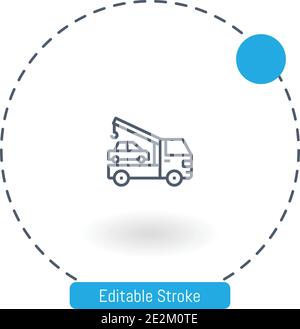 tow truck vector icon editable stroke outline icons for web and mobile Stock Vector