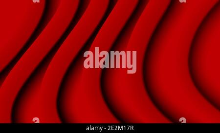 Red draped satin fabric texture. vector illustration, paper cut style Stock Vector
