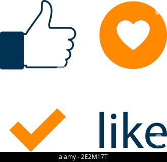 Set Like Icon. Like Counter Notification Icon Stock Vector