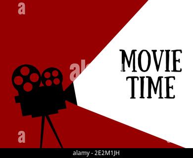 Movie time. Camera icon with text Movie Time. Flat style. Eps10 Stock Vector