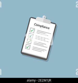 Compliance concept with Clipboard and tick marks Stock Vector