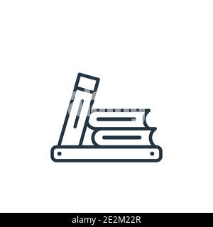 Library books outline vector icon. Thin line black library books icon, flat vector simple element illustration from editable education concept isolate Stock Vector