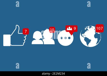 Social network notifications icons for your website Stock Vector