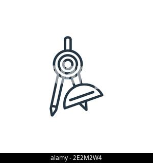 Protractor outline vector icon. Thin line black protractor icon, flat vector simple element illustration from editable education concept isolated on w Stock Vector