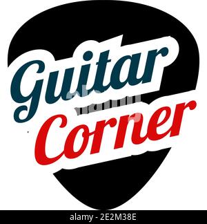 Guitar Pick in flat style, Music store logo Stock Vector