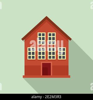 Wood swedish house icon, flat style Stock Vector