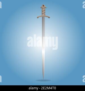 Sword Illustration with high detailed and brown handle. Vector illustration. Stock Vector